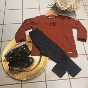 Brown & Black Printed Knit Top